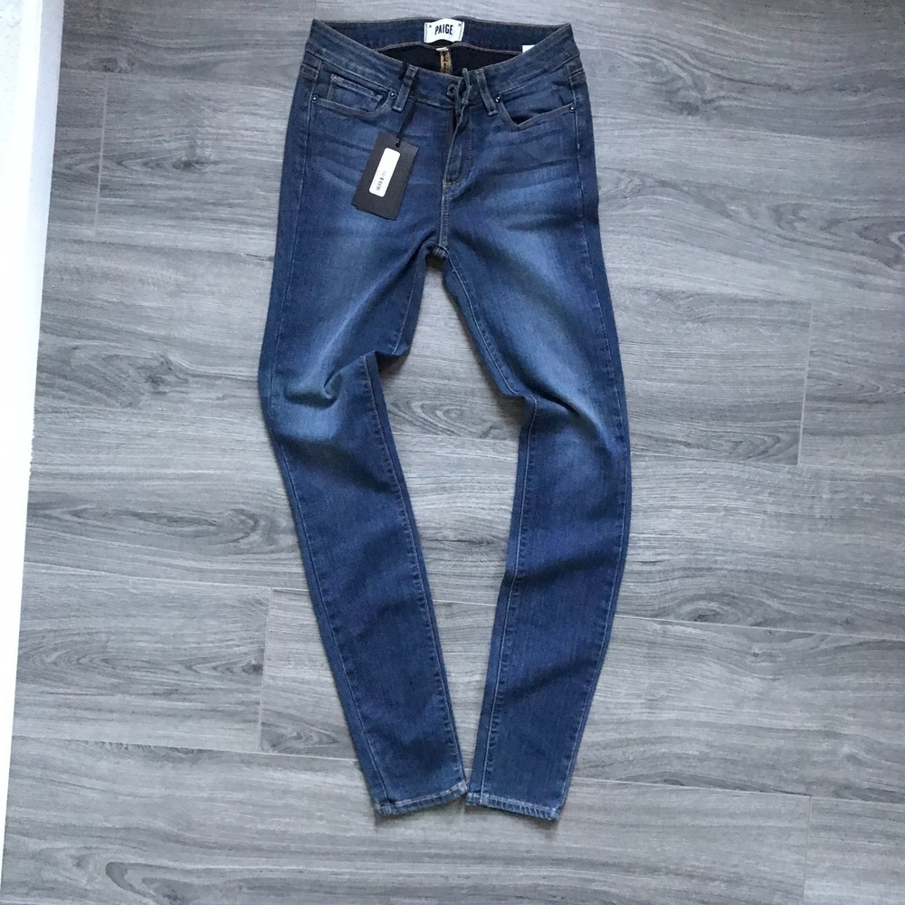 Paige Verdugo Ultra Skinny Raw Fray Hem Jeans Mid Rise Sutton Blue Sz 27 NWT